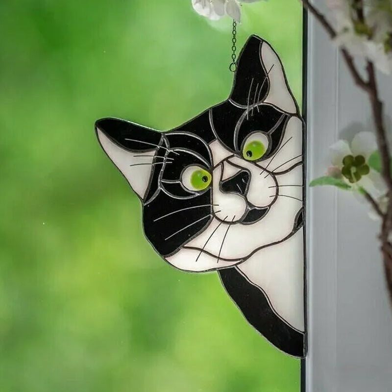 Handmade Stain Cat Suncatcher For Window