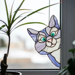 Handmade Stain Cat Suncatcher For Window