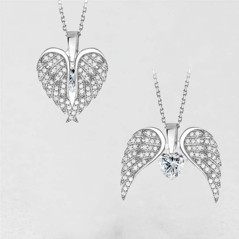 Heart & Angel Wings Pendant Necklace