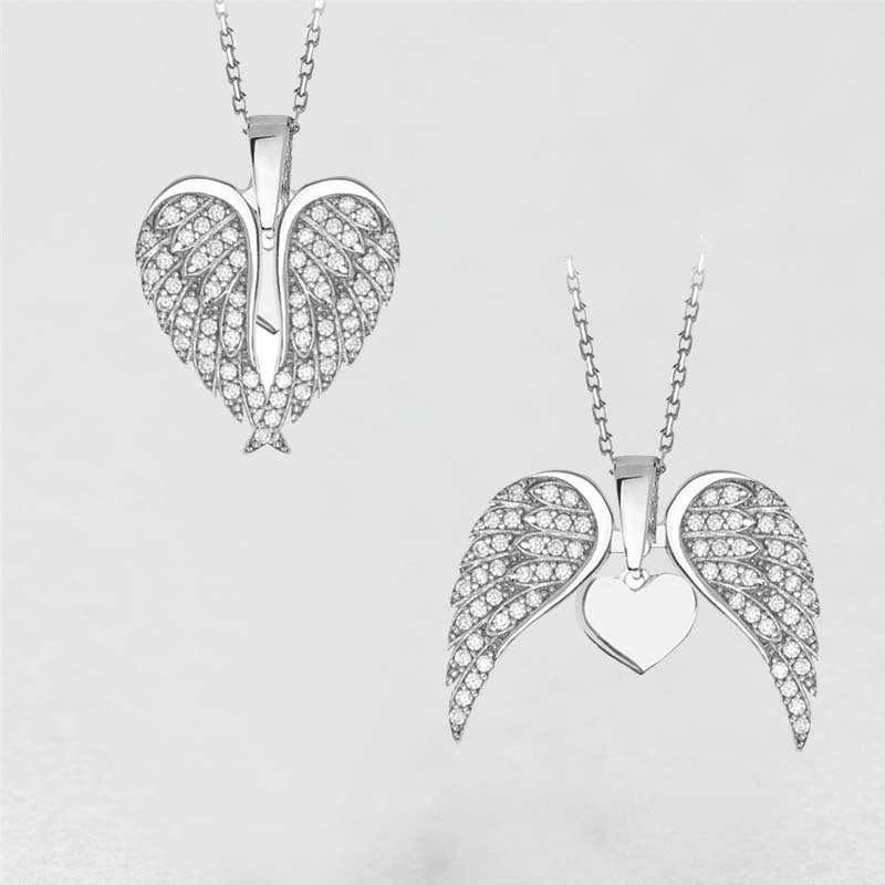 Heart & Angel Wings Pendant Necklace